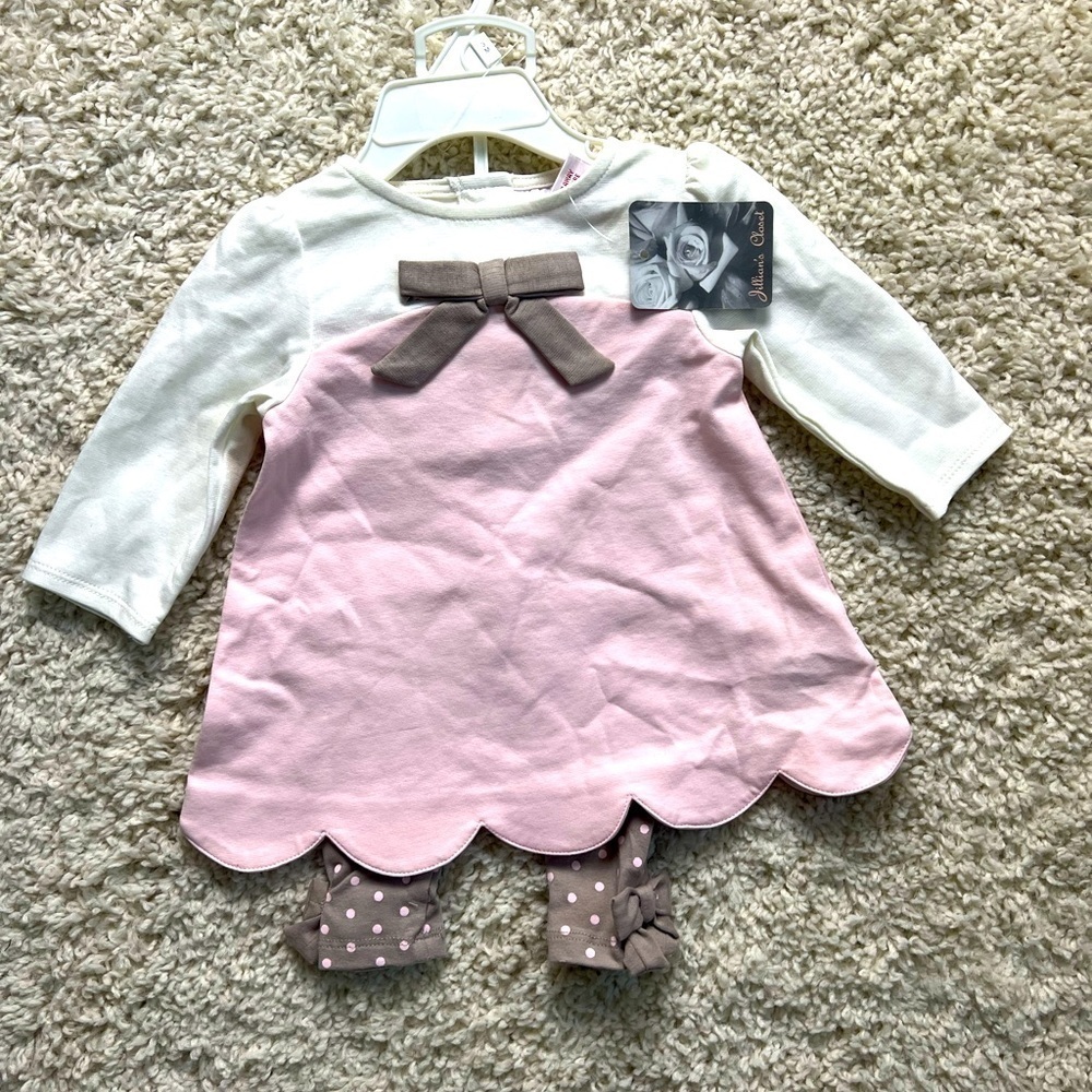 JILLIANS CLOSET GIRLS 2 PIECE PANTS/TOP SET SO SWEET SIZE 0-3 MONTHS NWT